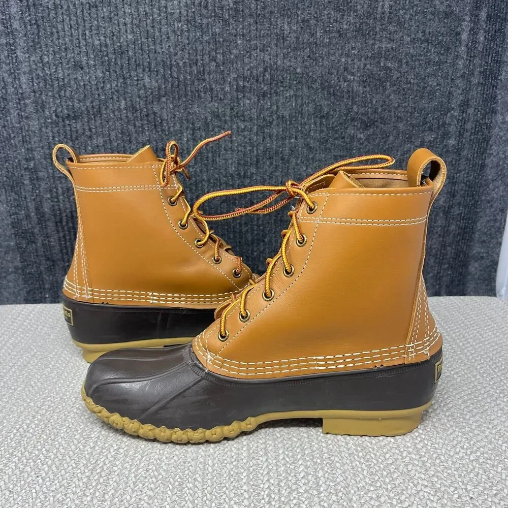 L.L. Bean Original Bean Duck Boots Brown Leather Rubber Women’s 10 8” Rain